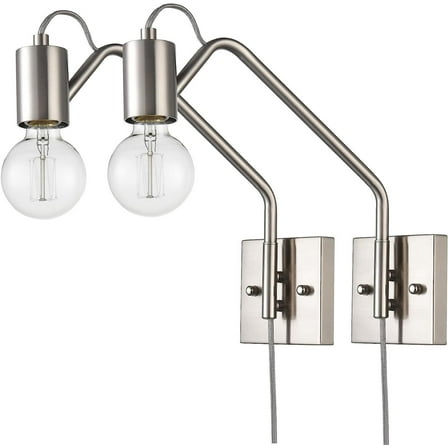 Modern Plug-in Wall Sconces Set of Two with On/Off Switch Swing Arm Wall Lamps