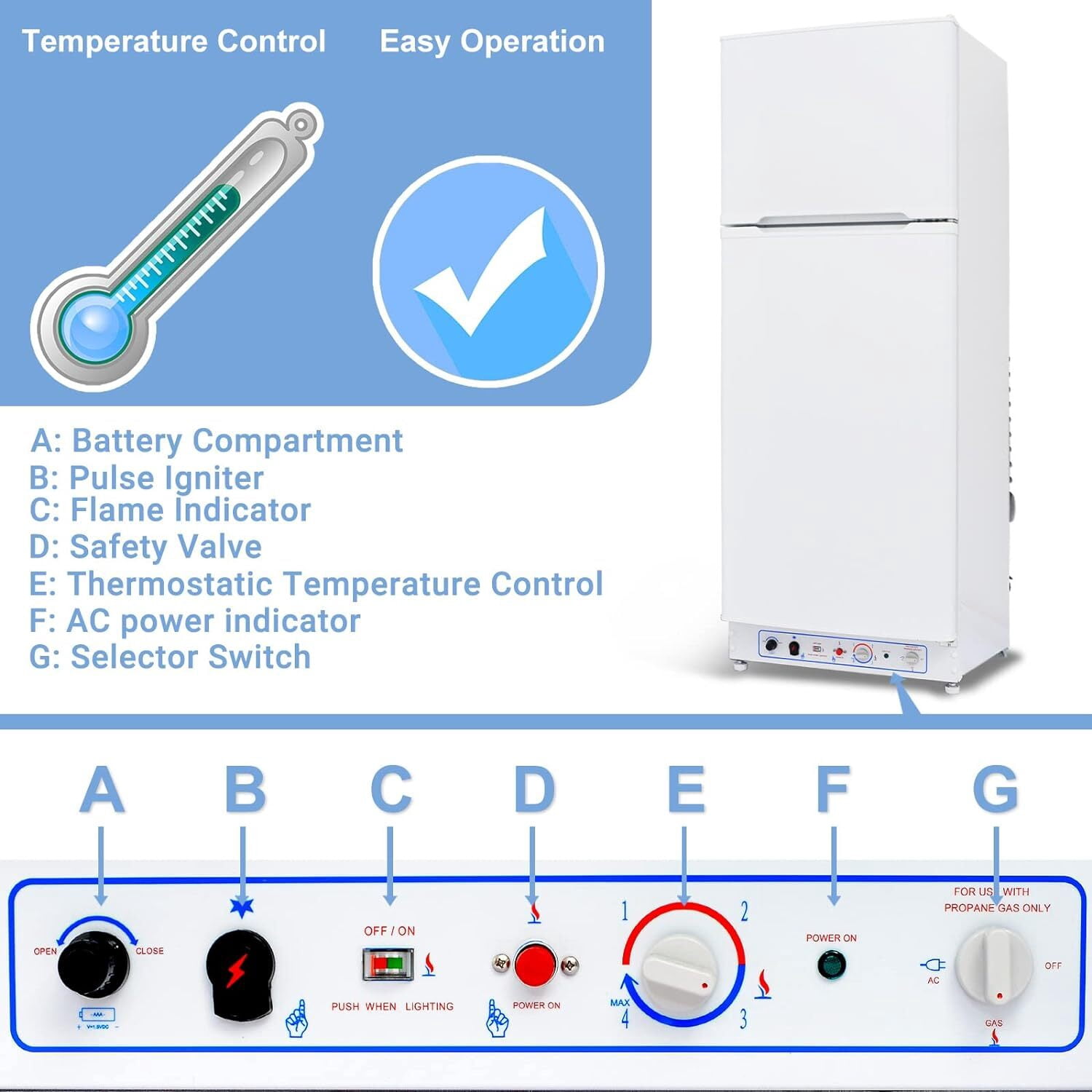 Smeta 9.3 Cu ft Gas Propane Refrigerator Freezer RV Fridge off-grid 110V / Lpg Silent