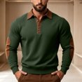 thumbnail image 4 of TOUMENY Men Sweater Button Down Long Sleeve Solid Collared Slim Tops Fall Winter Casual Vintage Fashion Pullover Army Green L, 4 of 7