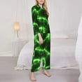 thumbnail image 3 of Goofa Green Lightning Printed Women’s 2 Piece Pajama Set Super,Pajamas Women's Long Sleeve Sleepwear Soft Button Down Loungewear Pjs Lounge Set Nightwear-XX-Large, 3 of 9