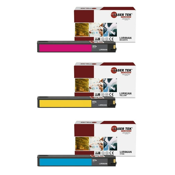 3Pk LTS 972A CMY HY Compatible for HP PageWide Pro 352dw 377dw 452dn Ink