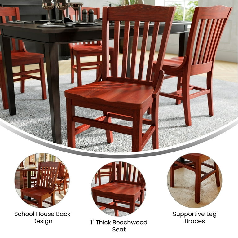 Free Shipping! Emma + Oliver School House Back Mahogany Wood Chair