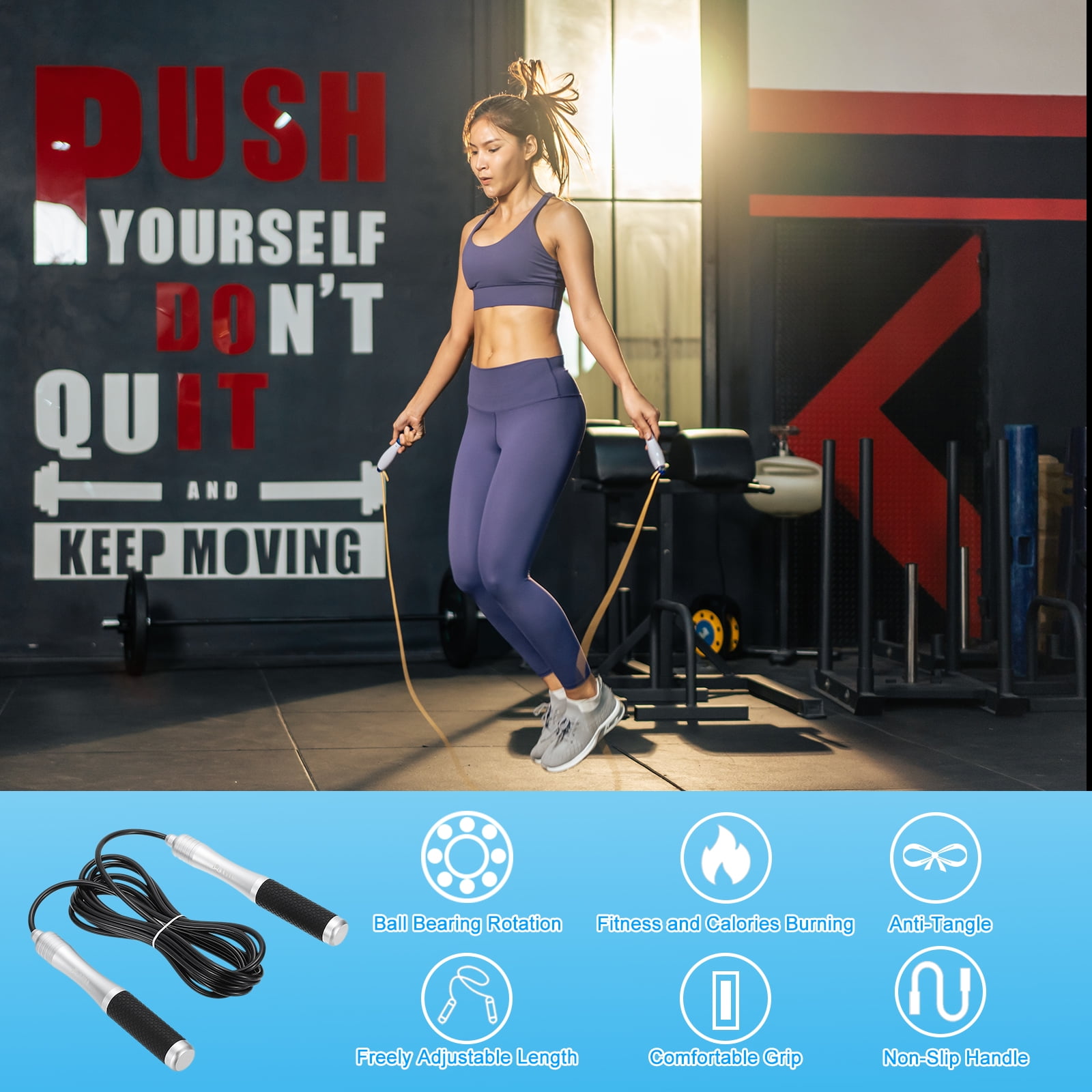 Uxcell Speed Jump Rope Weighted Skipping Rope Adjustable Rapid Jumping Rope with Load Block Black