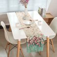 thumbnail image 2 of Boho Table Runner, Pink Floral Teal Table Runner, Farmhouse Table Runners for Coffee Table Dining Room Table Bedroom Party Holiday 13 x 72 inches, 2 of 4