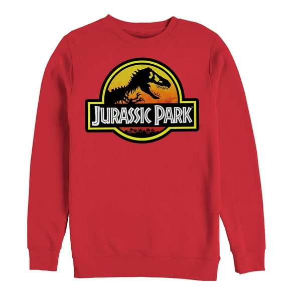 Men's Jurassic Park Logo Outlined Sweatshirt Red Large