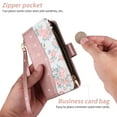 thumbnail image 2 of Furiet for Samsung Galaxy S22 5G Floral Wallet Case & Flip Zipper Purse Wrist Strap Shoulder Strap Luxury Glitter PU Leather Card Holder Stand Cell Phone Cover for S 22 22S 4G G5 6.1 inch Rose Gold, 2 of 8