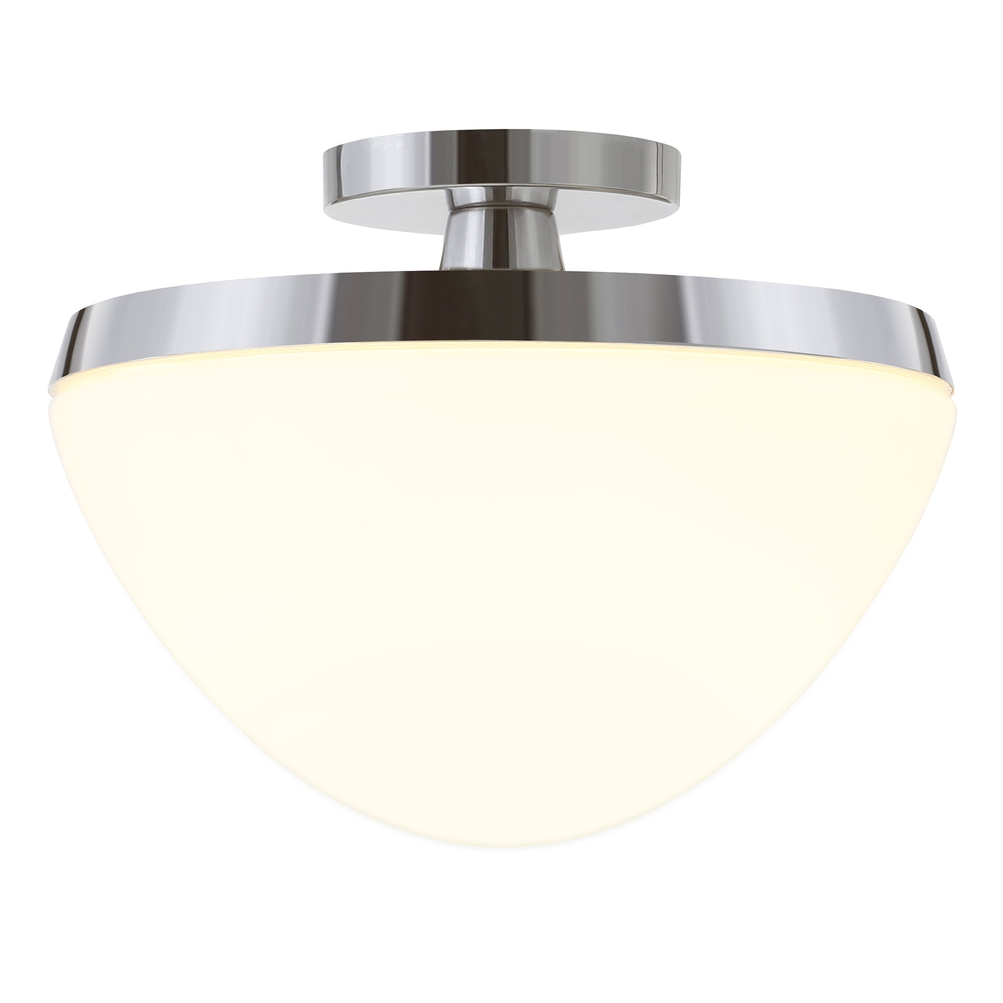 Evelyn Zoe Art Deco Semi Flush Mount Ceiling Light With White Milk Glass Walmart Com Walmart Com