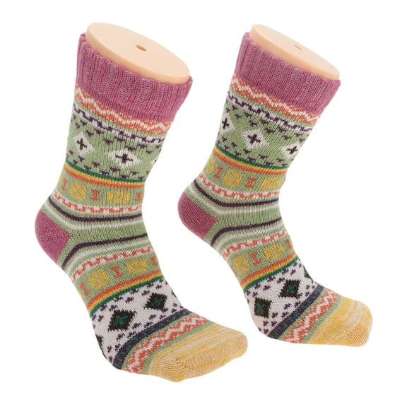 Unique Bargains 5 Pair Women's Vintage Winter Warm Socks Assorted Color Polyester