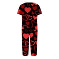thumbnail image 7 of Garbnen Womens Valentine Pajama Set V Neck Short Sleeve Sleepwear Topand Capri Pants Love Heart Print Womens Pajama Sets with Pockets, 7 of 7