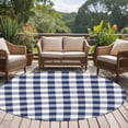 thumbnail image 5 of 8ft Round Rug, Navy Blue White Plaid Non-Skid Rubber Backing Large Area Rugs - Living Room Bedroom Home Office, Farmhouse Checkered Buffalo Indoor Floor Mat Carpets Washable Rug, 5 of 9