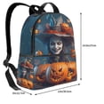 thumbnail image 4 of Lsque Modern Style Pumpkin Witch Pattern Backpack – School Travel Canvas Daypack with Ergonomic Padded Straps, Multiple Compartments & Leather Handle, 4 of 5