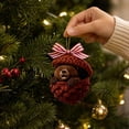 thumbnail image 6 of IPEWLEX Bear in Pinecone Christmas Ornament – Cute Animal Design with Red & White Ribbon Hanging Loop, 6 of 7