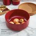 thumbnail image 5 of Ceramic And Cork Large Breathable Produce Bowl With Lid To Naturally Extends Produce Freshness Natural Cork And Red Ceramic, 5 of 5