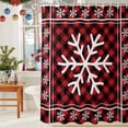 thumbnail image 6 of Winter Snowflake Christmas Red Buffalo Lattice Shower Curtain for Bathroom, Retro Black Plaid White Shadow Waterproof Shower Curtains Washable Quick Dry with Hooks Bathtub Curtains 36x72IN, 6 of 9