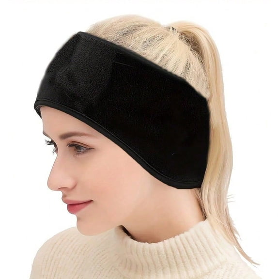 1pcs Winter Sports Headband - Polyester Ear Warmer, Soft, Warm, And Breathable For Skiing, Running, Cycling - Minimalist Solid Color Design