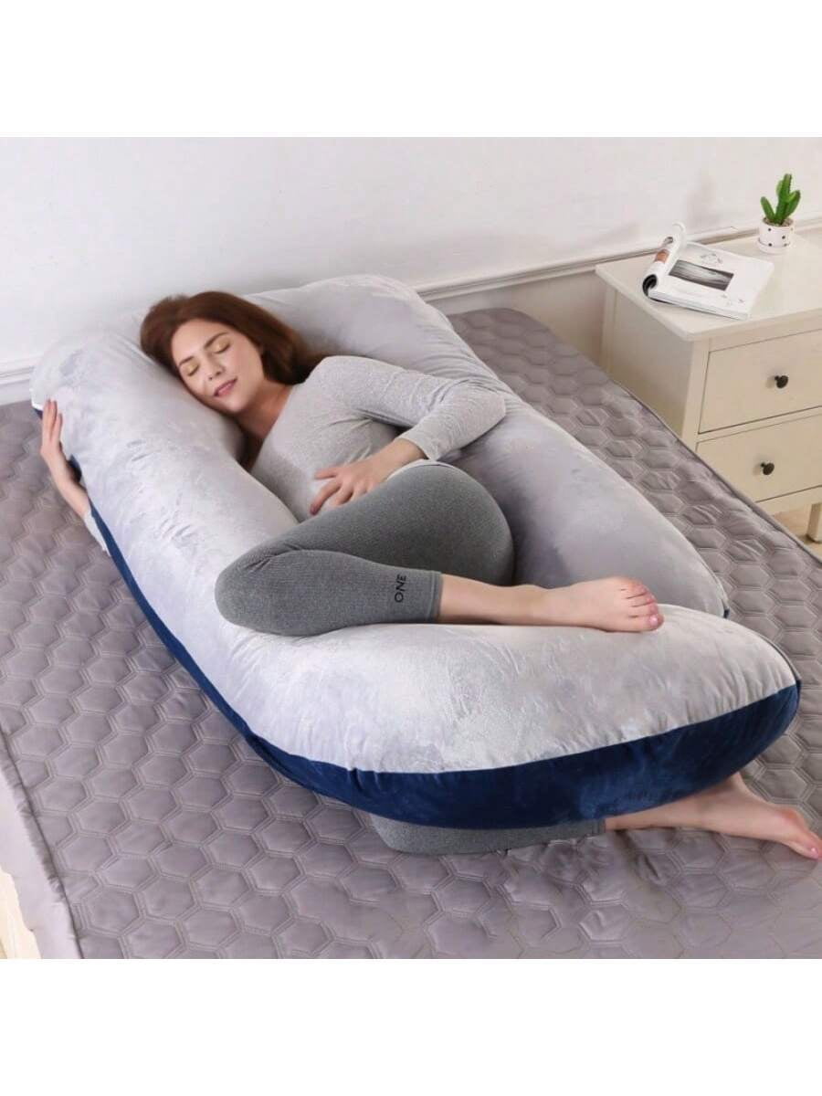 XC  Pregnant Woman Pillow With Cooling Cover, U-Shaped Full-Body Pregnant Pillow, Suitable For Side Sleepers 57 Inches-Pregnant Woman's Back, Buttocks, Abdomen, Leg Support