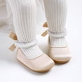 thumbnail image 6 of Zanarzt Toddler Summer Shoes Infant Baby Girls Mary Jane Flats Non Slip Rubber Sole with Bownot Toddler First Walkers Princess Wedding Dress Shoes Beige,US 4.5, 6 of 6