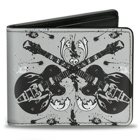 Buckle-Down Wallet, Bifold, Electric Guitars Gray, Vegan Leather