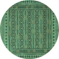 thumbnail image 1 of Ahgly Company Machine Washable Indoor Round Southwestern Turquoise Blue Country Area Rugs, 5' Round, 1 of 4