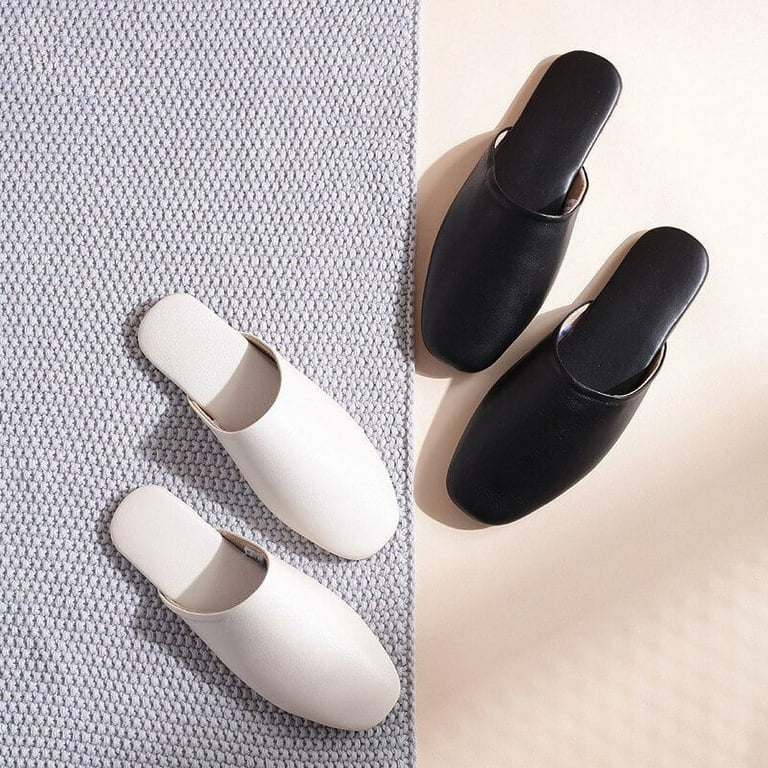 Ladies leather 2025 bedroom slippers