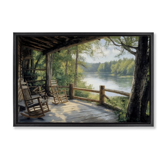 Stupell Industries Rustic Lodge Nature Cabin Views Black Floating Frame Canvas Art, 25 x 17, by Franklyn Gregory
