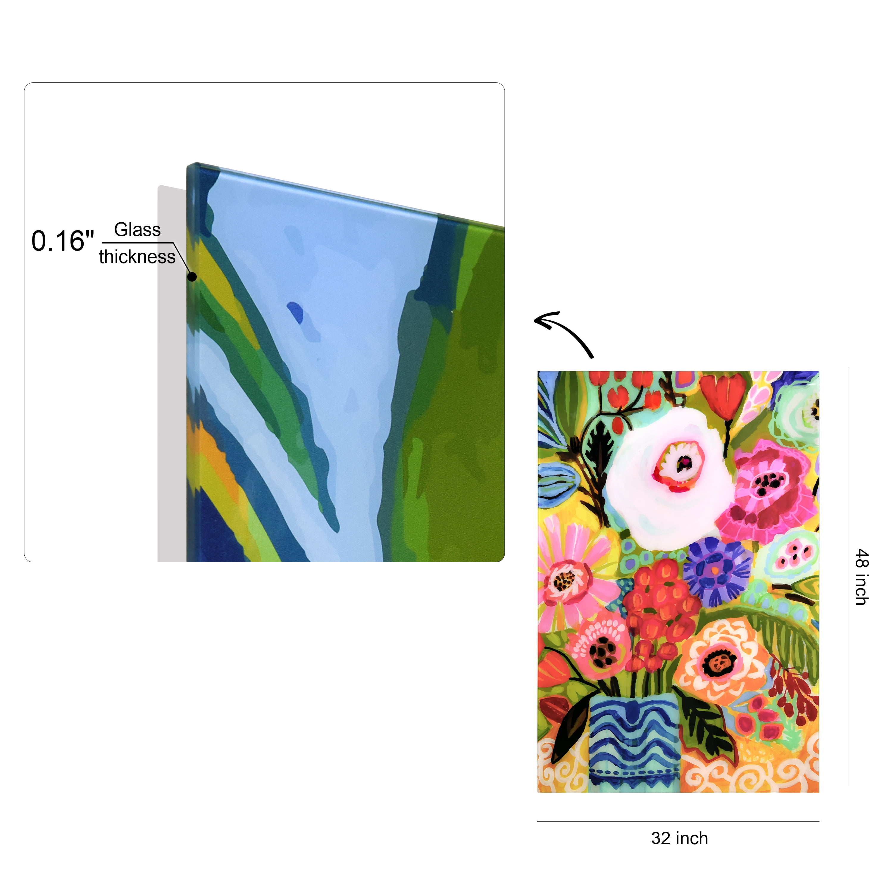 Empire Art Direct Fresh Flowers in Vase II Frameless Free Floating Tempered Glass Panel Graphic Wall Art, 48" x 32" x 0.2", Ready to Hang
