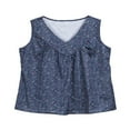 thumbnail image 4 of Women Summer Floral Tank Tops Vest Blouse Boho V Neck Tops Plus Size White L, 4 of 7