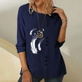 thumbnail image 2 of Blusa de manga larga con estampado de cuello redondo informal para mujer a la moda, Tops con botones de otoño Fridja  bvmnju414, 2 of 8