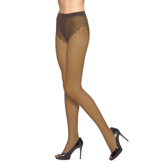 No nonsense Women's Sheer and Silky Lace Panty Pantyhose, Rich Pecan, B