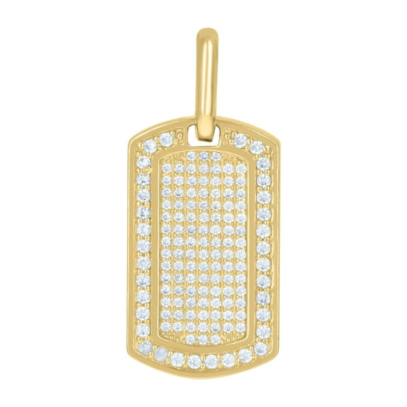 10k Yellow Gold Mens Cubic-Zirconia Dog Tag Charm Pendant