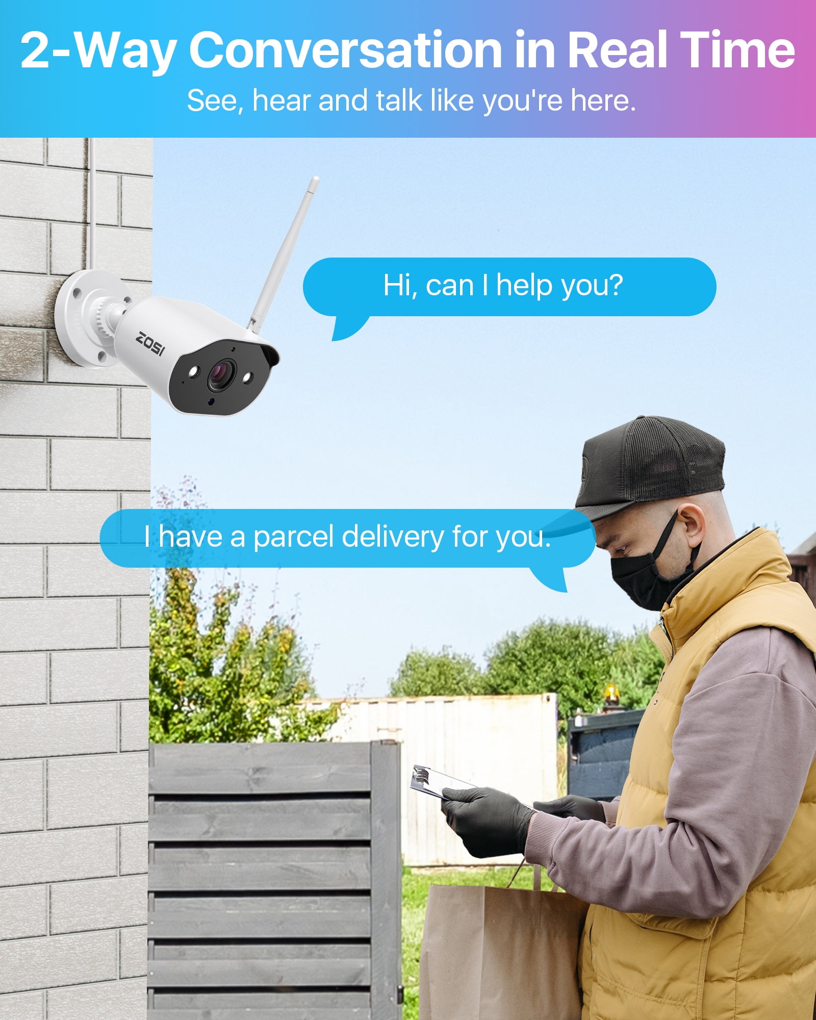 3MP WiFi Security Camera System with 12" LCD Monitor, ZOSI All in one Wireless Security Camera System, 2K Outdoor Wifi Cameras, 2 Way Audio, 100ft Night Vision, 2TB for Home Business 24/7 Recording