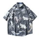 thumbnail image 1 of Camisas Vaqueras Para Hombre Manga Corta Camisa de manga corta con solapa y hebilla de bolsillo con impresión digital 3D para hombre (Grey, L), 1 of 4