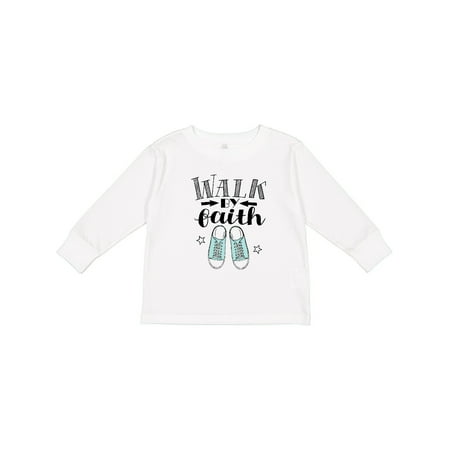 

Inktastic Walk by Faith Quote Boys or Girls Long Sleeve Toddler T-Shirt