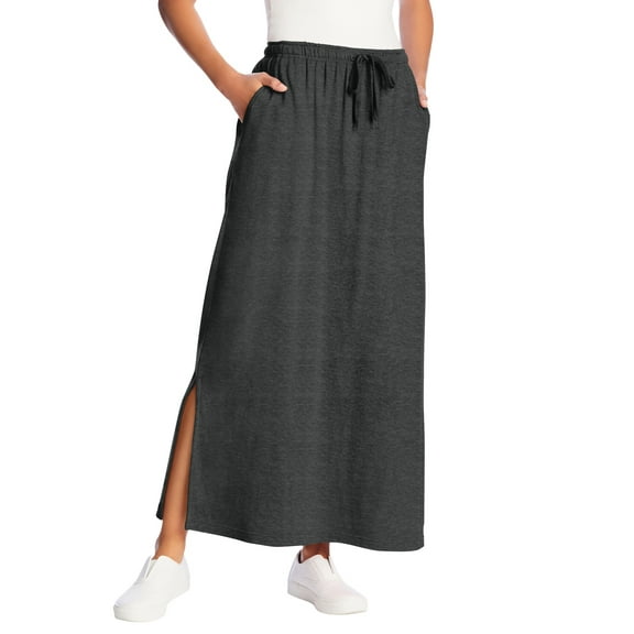 Woman Within Plus Size Sport Knit Side-Slit Skirt
