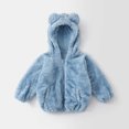 thumbnail image 2 of FRSASU Kids Coat Clearance,Toddler Boy Girls Solid Color Plush Cute Bear Ears Winter Hoodie Thick Coat, 2 of 9
