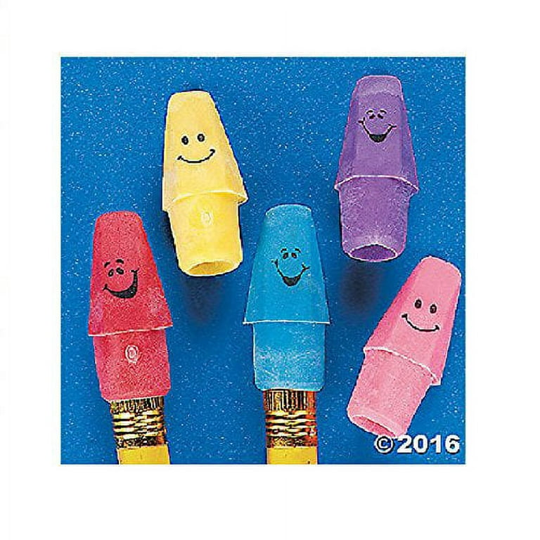 Neon Funny Face Pencil Top Erasers