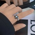 thumbnail image 2 of Anillo de pentagrama de estrella Harajuku para mujer, dulce Hip Hop, fresco, ajustable, estrella de la suerte, regalo de joyería de moda, 2 of 5