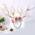 thumbnail image 4 of Christmas Headband Antlers Deer Horns Fairy Tale Flower Tree Branch Retro Hair Hoop Crown Festival Party Props Xmas Costume, 4 of 5