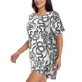 thumbnail image 2 of Balery Hand Drawn Snake Pattern Womens Pajama Sets 2 Piece Soft Short Sleeve Top and Shorts Sleepwear Round Neck Pjs Lounge Set with Pockets-Medium, 2 of 7