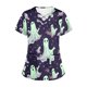 thumbnail image 4 of Tops Cortos para las Mujeres, Halloween Impreso en Cuello en V con Bolsillo, Moda Casual Manga Corta, 4 of 5