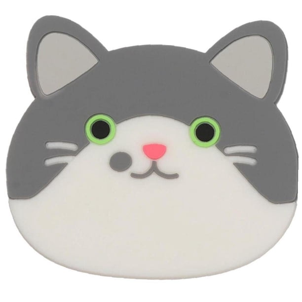 Un juego de 6 lindos posavasos para gatos con aislamiento de superficie de goma de silicona, almohadillas térmicas antideslizantes flexibles y duraderas para bebidas