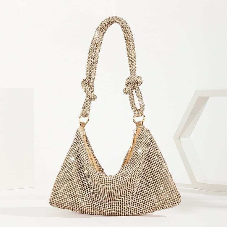 Luxury Shining Drill Ladies Clutch Gold Silver Color Handbag Chain