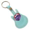 thumbnail image 1 of 1Set Leather Pick Holder Keychain Mini Guitar Shape Plectrum Case Bag with Guitar Picks (Green), 1 of 9