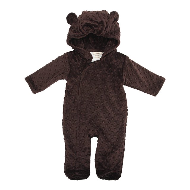 My Blankee Pelele Con Capucha Y Lunares Minky Con Orejas, Color Marrón Chocolate, 18-24 Meses