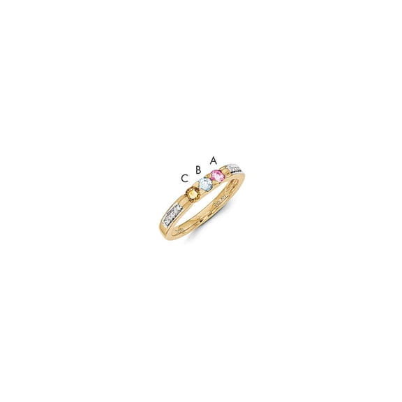 14K Yellow Gold Ring Band Mother's & Family Semi Mount Diamond center Stone Mounting 4 mm