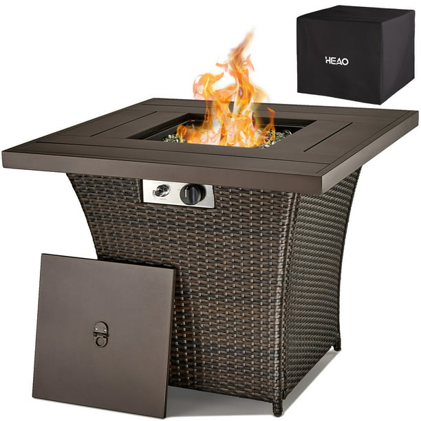 Heao 30 Propane Fire Pit Table With 50, Can A Propane Fire Pit Be Used On Covered Porch