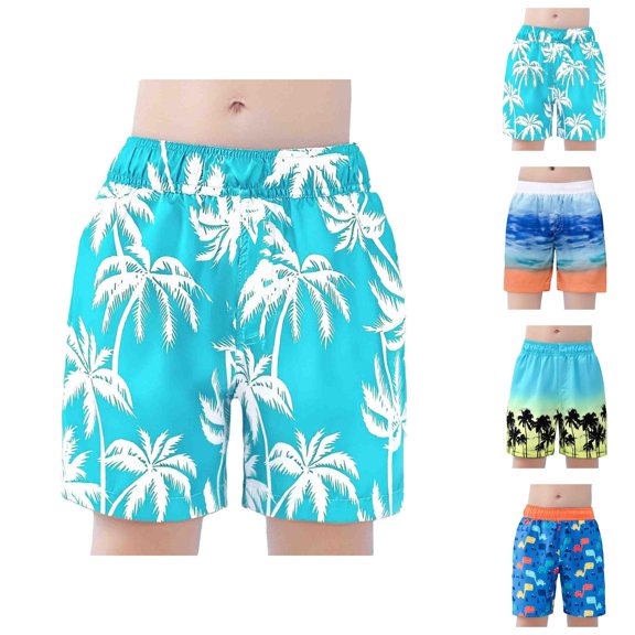 Boys Swim Trunks Hawaiian Vacation Beach Shorts Elastic Waist Lightweight Swim Shorts for Boys Surf Pool Beachwear