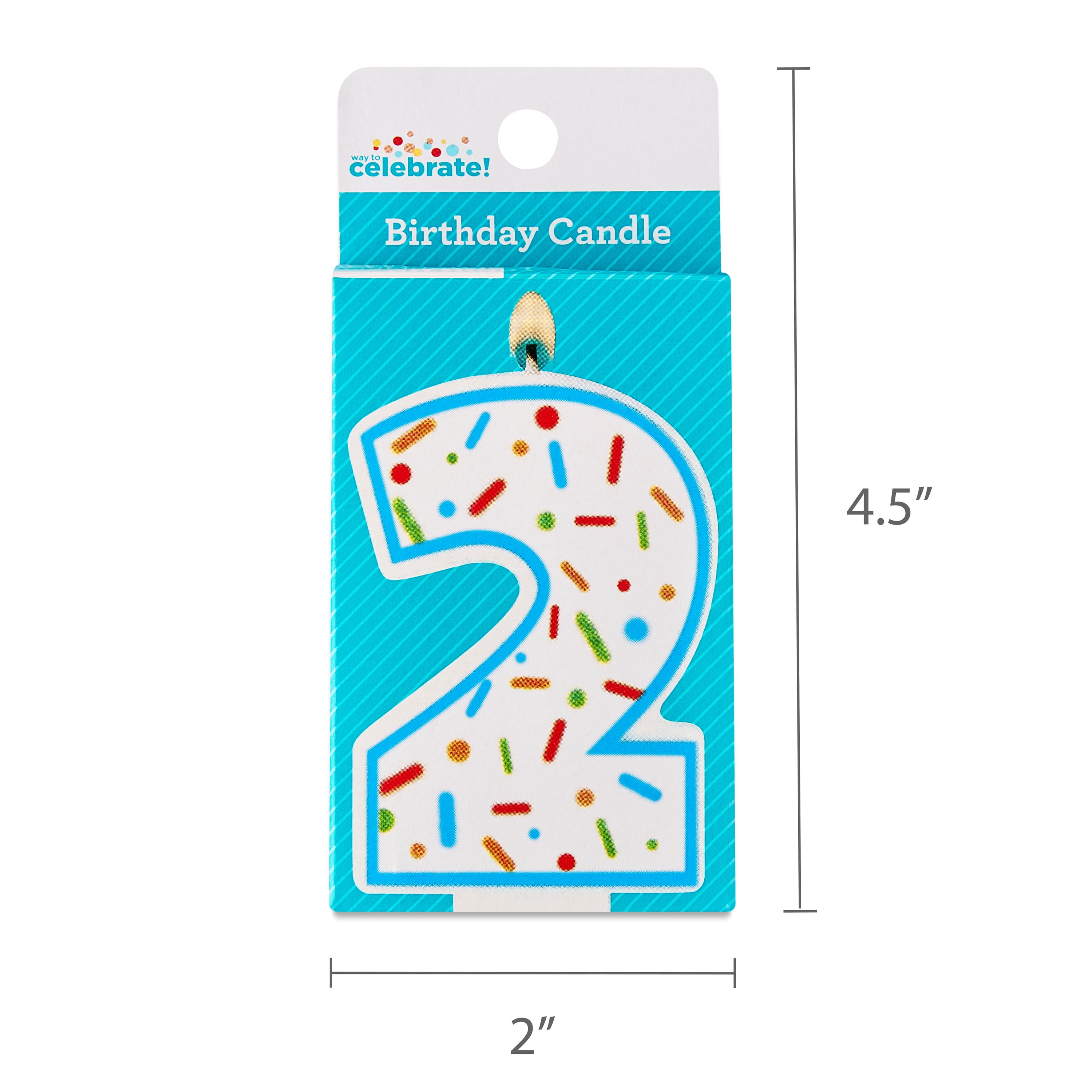 Multicolor Confetti Number 2 Birthday Candle, by Way To Celebrate