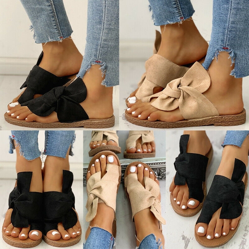 Black toe ring flat sandals clearance