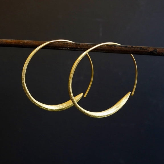 gold vermeil hoop earrings, Lightweight Textured Wrap-Over Hoops with Secure Clasp